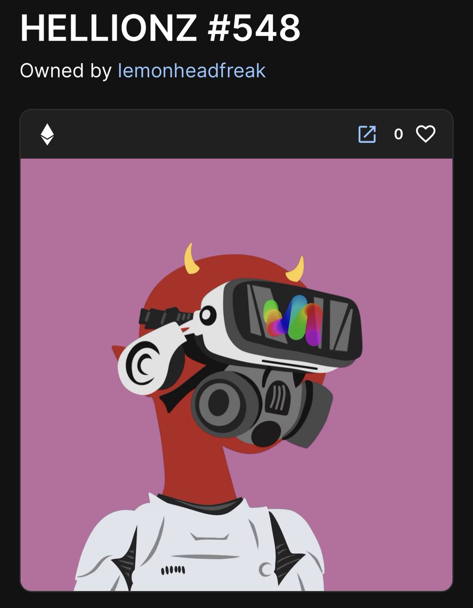 Gm ☕️ looks like lemonhead minted the Squiggle-VR-Trooper 👀 possibly the cleanest mint so far (but metadata slow to update on my side)… get your HELLIONZ here:

HELLIONZ.HOWLERZ.IO