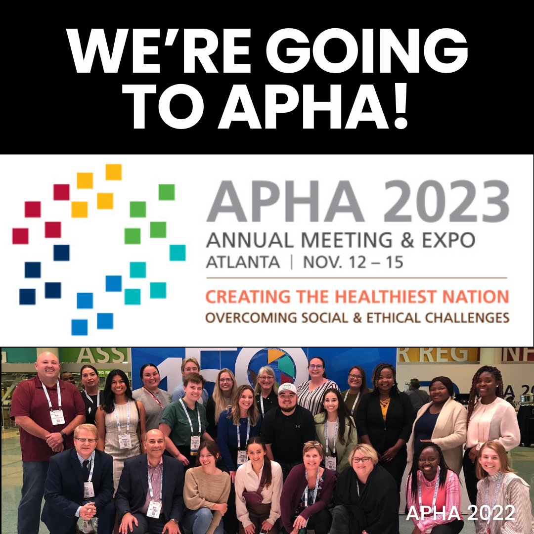 We are thrilled to sponsor 11 MPH students at the American Public Health Association (APHA) annual conference - four of whom are presenting abstracts!! Students will travel with several faculty and staff to Atlanta, Georgia to engage in public health’s premiere event!