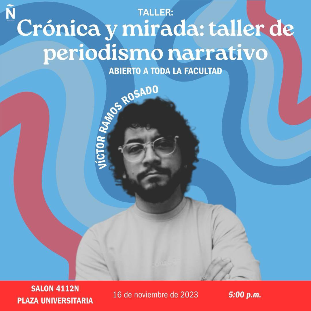 ¡Atención estudiantes de la FaCI! 🐓❤️
La NAHJ anuncia su actividad titulada, Crónica y mirada: taller de periodismo narrativo.
Cuándo: 16 de noviembre de 2023, 5:00 p.m.
Dónde: Salón 4112N de Plaza Universitaria
👇Para participar, accede al formulario.
forms.gle/vbNhYCcfpD1Eiw…