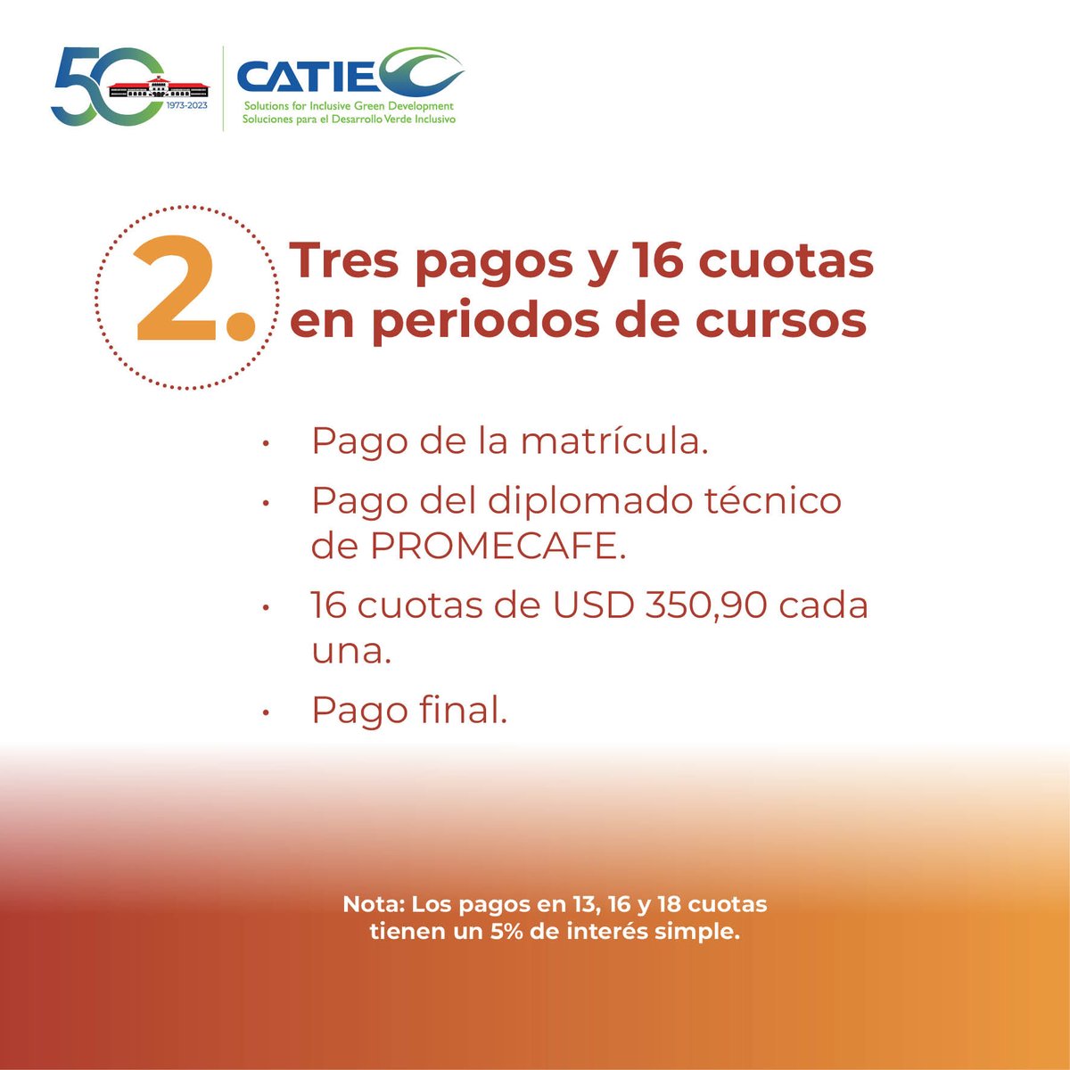 CATIEOficial's tweet image. En #CATIE queremos que te unas a los esfuerzos para un futuro del café innovador, equitativo y económicamente viable.🌎☕

Es por ello que te ofrecemos 4 alternativas de financiamiento para que te formes en nuestra nueva #maestría.

Más detalles en ✔ maestriacafe.catie.ac.cr/para