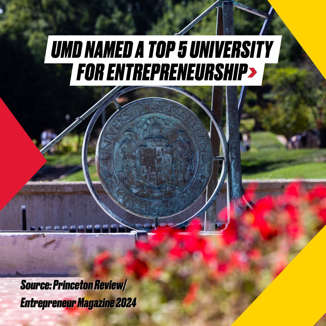 Breaking News: #UMD has been named a top 5 institution for student entrepreneurship!🎉 Incredible opportunities for innovation and entrepreneurship campuswide earned our university its highest ranking ever from @ThePrincetonRev and @Entrepreneur. More: go.umd.edu/3sdPc8Q
