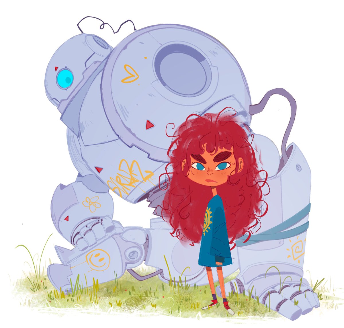 Saverieau_'s tweet image. Hey! I&apos;m Saverio Wielkens, or &apos;saverieau&apos; a character designer from the Netherlands :)

This is my first post here on X!

I wanted to share this piece from a new project called ‘Scraps &amp;amp; Scratches’ a story about this girl and her robot. We’ll have to see how the story goes 👀