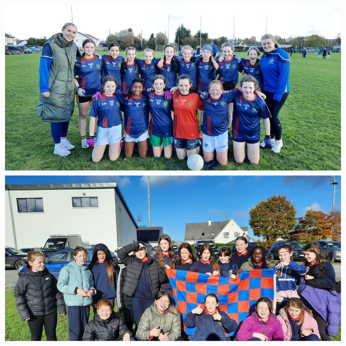 Comhghairdeachas leis na cailìnì a bhì bua iontach acu i leathchraobh peile  @laoiscnmb inniu. 💙❤️