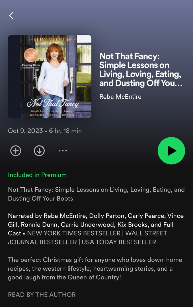 reba's tweet image. Coming very, *very* soon to @Spotify Premium subscribers in the US… Can’t wait for y&apos;all to listen! #NotThatFancy