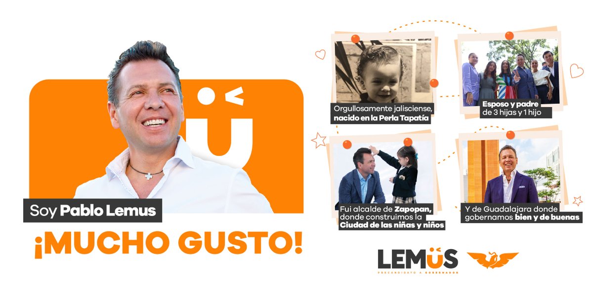¡Jalisco, mucho gusto!

Soy Pablo Lemus y te invito a conocer un poco de mi vida y de mi trabajo.

Voy a recorrer nuestro estado para ganarme tu confianza y ser candidato de Movimiento Ciudadano para Gobernador.

¡Ánimo Jalisco! Nos vemos pronto.