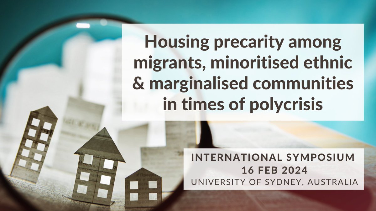 Working on #HousingPrecarity #Migration #MarginalisedCommunities? Some brilliant folk incl. @SophiaMaalsen @zahra_nasreen (among others) & I are organising a symposium 🤓 WHEN: 16 Feb 2024 WHERE: @Sydney_Uni 🇦🇺 Interested? Check the CFP 👇 & send us an abstract by 11 Dec 🤗