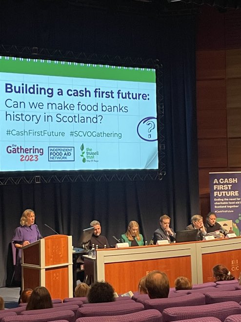 Thanks to our speakers + audience for a canter through what we need to make food banks history. They said:
👍Cash first
👍Campaign for a Minimum Income Guarantee
👍Campaign for an Essentials Guarantee
👍Join a union
👍Be an ally to disabled people
#CashFirstFuture #SCVOGathering