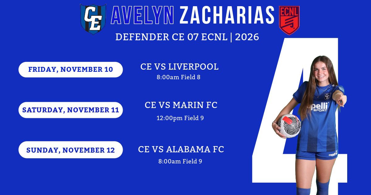Ava Zacharias (@avazacsoccer) on Twitter photo Headed to Phoenix this weekend for the <a href="/ECNLgirls/">ECNL Girls</a> showcase. Can’t wait to play with @CE07GECNL ! Let’s go!
<a href="/TopDrawerSoccer/">TopDrawerSoccer</a> <a href="/LethalSoccer/">Coach Duque</a> <a href="/ImCollegeSoccer/">College Soccer Truth ™</a> <a href="/ImYouthSoccer/">ECNL/GA/Recruiting/College Soccer</a> @TomMorrill2 Headed to Phoenix this weekend for the <a href="/ECNLgirls/">ECNL Girls</a> showcase. Can’t wait to play with @CE07GECNL ! Let’s go!
<a href="/TopDrawerSoccer/">TopDrawerSoccer</a> <a href="/LethalSoccer/">Coach Duque</a> <a href="/ImCollegeSoccer/">College Soccer Truth ™</a> <a href="/ImYouthSoccer/">ECNL/GA/Recruiting/College Soccer</a> @TomMorrill2