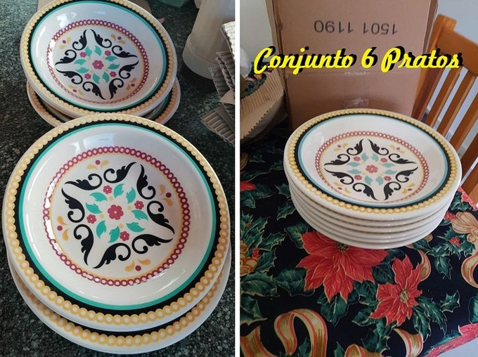 Conjunto 6 Pratos Fundo Oxford Daily Floreal Luiza Multicor 23 cm