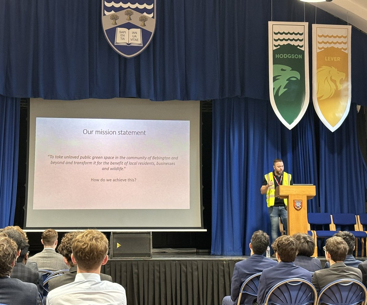 WGSBCareersEd's tweet photo. #GCW2023 Day 2: We welcomed back Alumnus George Lamb founder of @LoveBebington who delivered the most inspirational talk today. George took it upon himself to create positive change within our local area alongside his busy career within Law… @Green__Careers @WGSBSixthForm https://t.co/V4AHuMtUXJ