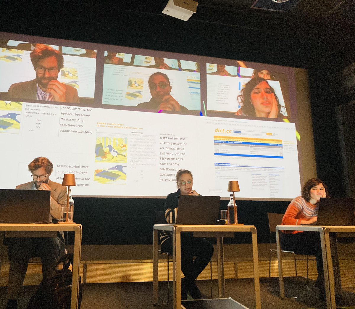 Sheridan Marshall (@_sherimarshall) on Twitter photo Fantastic evening <a href="/GI_London1/">Goethe-Institut London</a> watching human translators Christophe Fricker & @ayca_tur translate a series of tricky German texts in competition with AI translation tech. Expertly moderated by <a href="/jamiebulloch/">🇪🇺 Jamie Bulloch</a> Fantastic evening <a href="/GI_London1/">Goethe-Institut London</a> watching human translators Christophe Fricker & @ayca_tur translate a series of tricky German texts in competition with AI translation tech. Expertly moderated by <a href="/jamiebulloch/">🇪🇺 Jamie Bulloch</a>