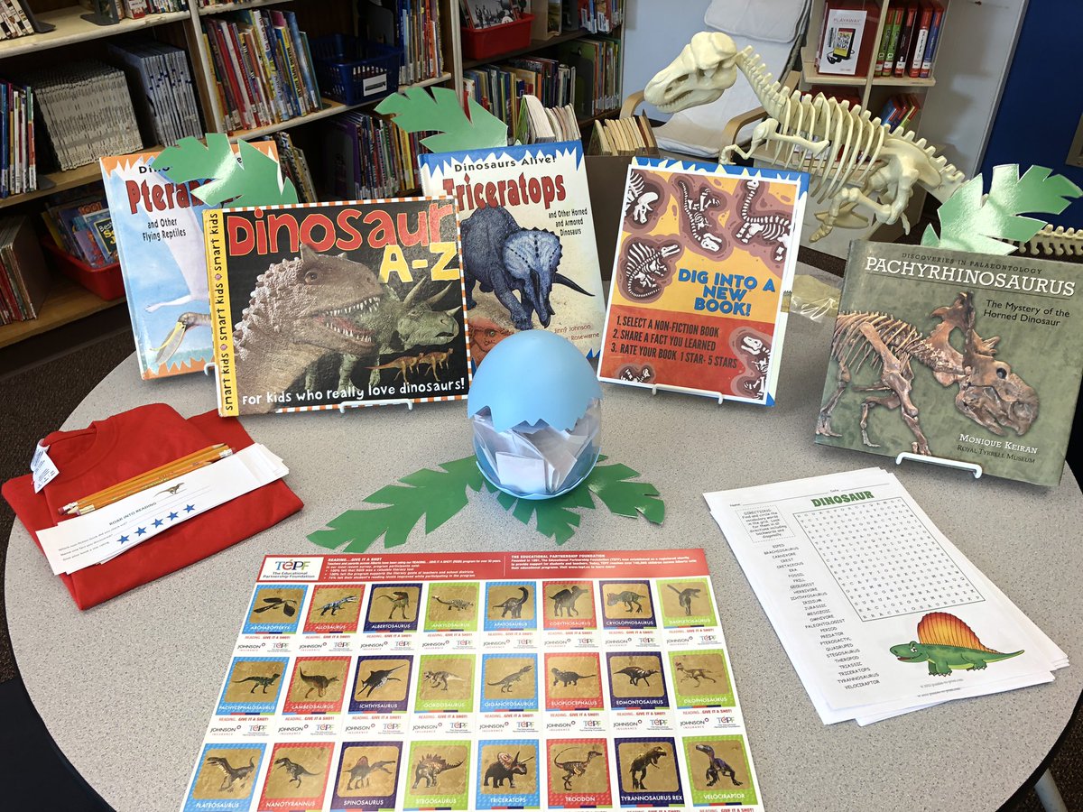 CbeVillage's tweet photo. Welcome to non fiction November! Students are earning dinosaur trading cards thanks to @TEPFoundationAB 
ROAR into READING! https://t.co/q7cxdvPzFH