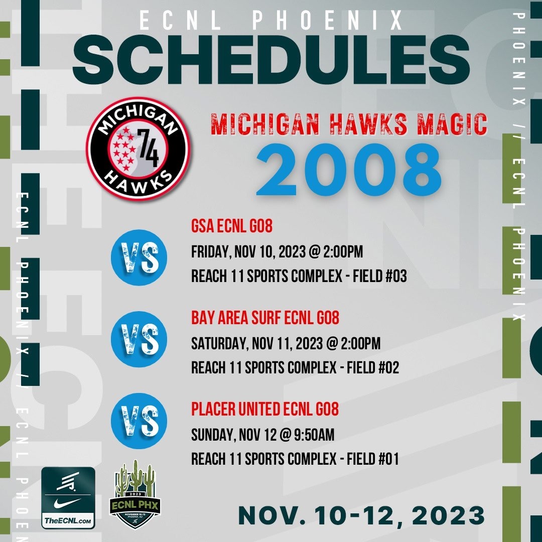 @Michigan_Hawks (@michigan_hawks) on Twitter photo Good Luck to all of our <a href="/Michigan_Hawks/">@Michigan_Hawks</a> as they head out to Phoenix for the <a href="/ECNLgirls/">ECNL Girls</a> showcase! Good Hawks! Good Luck to all of our <a href="/Michigan_Hawks/">@Michigan_Hawks</a> as they head out to Phoenix for the <a href="/ECNLgirls/">ECNL Girls</a> showcase! Good Hawks!