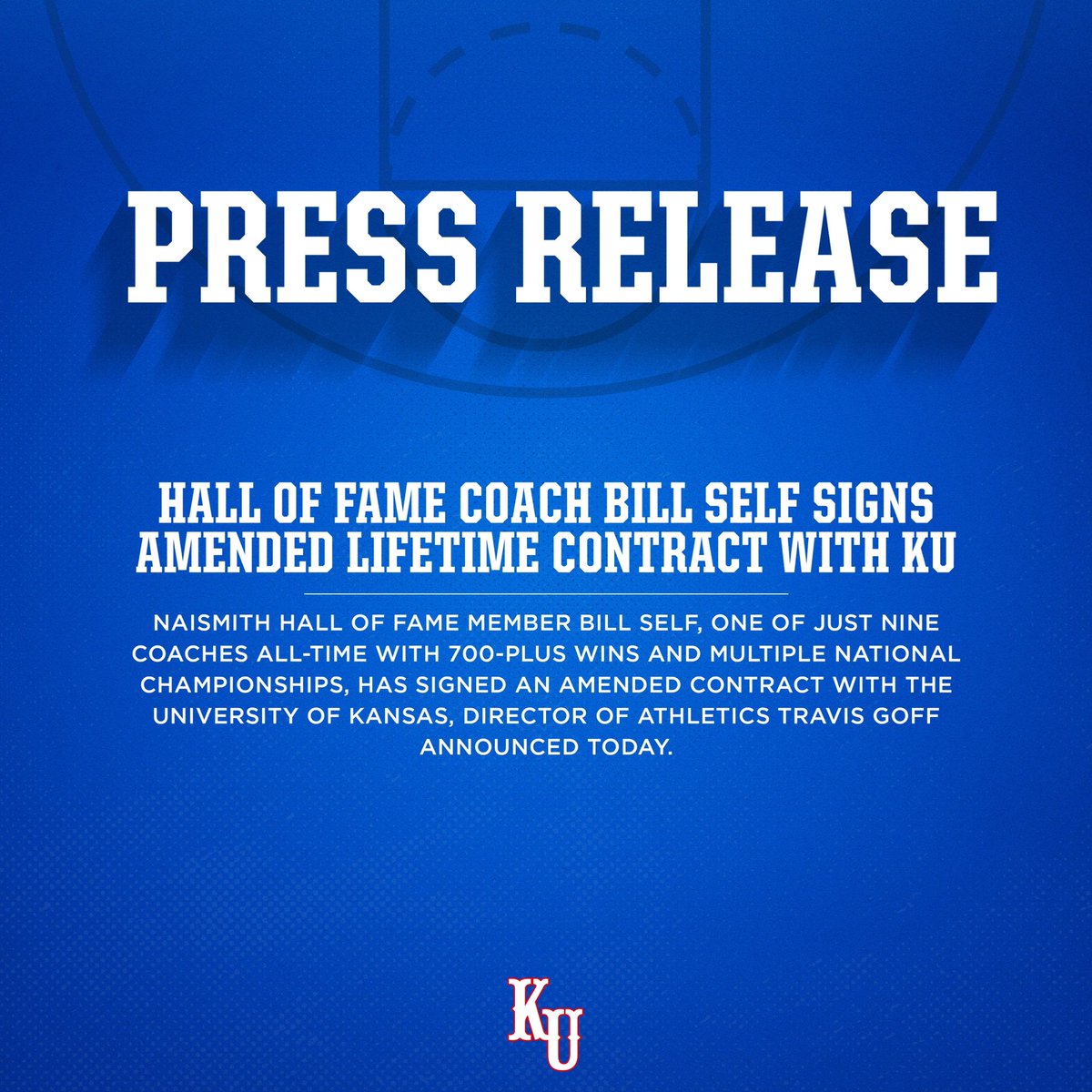 Hall of Fame Coach Bill Self signs amended lifetime contract with KU ✍️

More information → bit.ly/3QMT75H