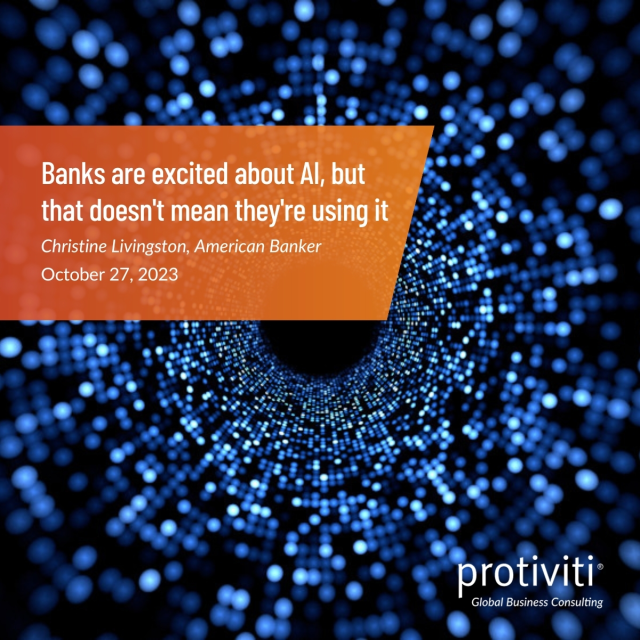 Find out why banks should allot the resources to support innovations such as generative AI according to Protiviti’s Christine Livingston. Subscription required to access. bit.ly/462bd8f