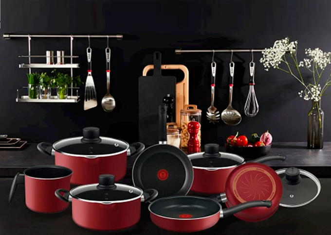 Jogo de Panelas, Rochedo, Smart, 7 peças, Vermelho