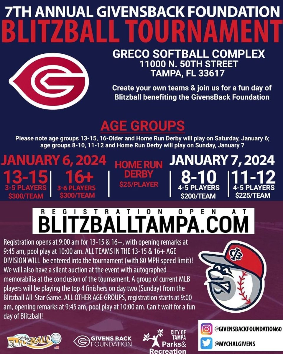 Get ready and sign up for another amazing event! 2024 Givens Back Blitzball tournament is around the corner! Please make sure to build your teams and sign up. Message me directly for any questions.