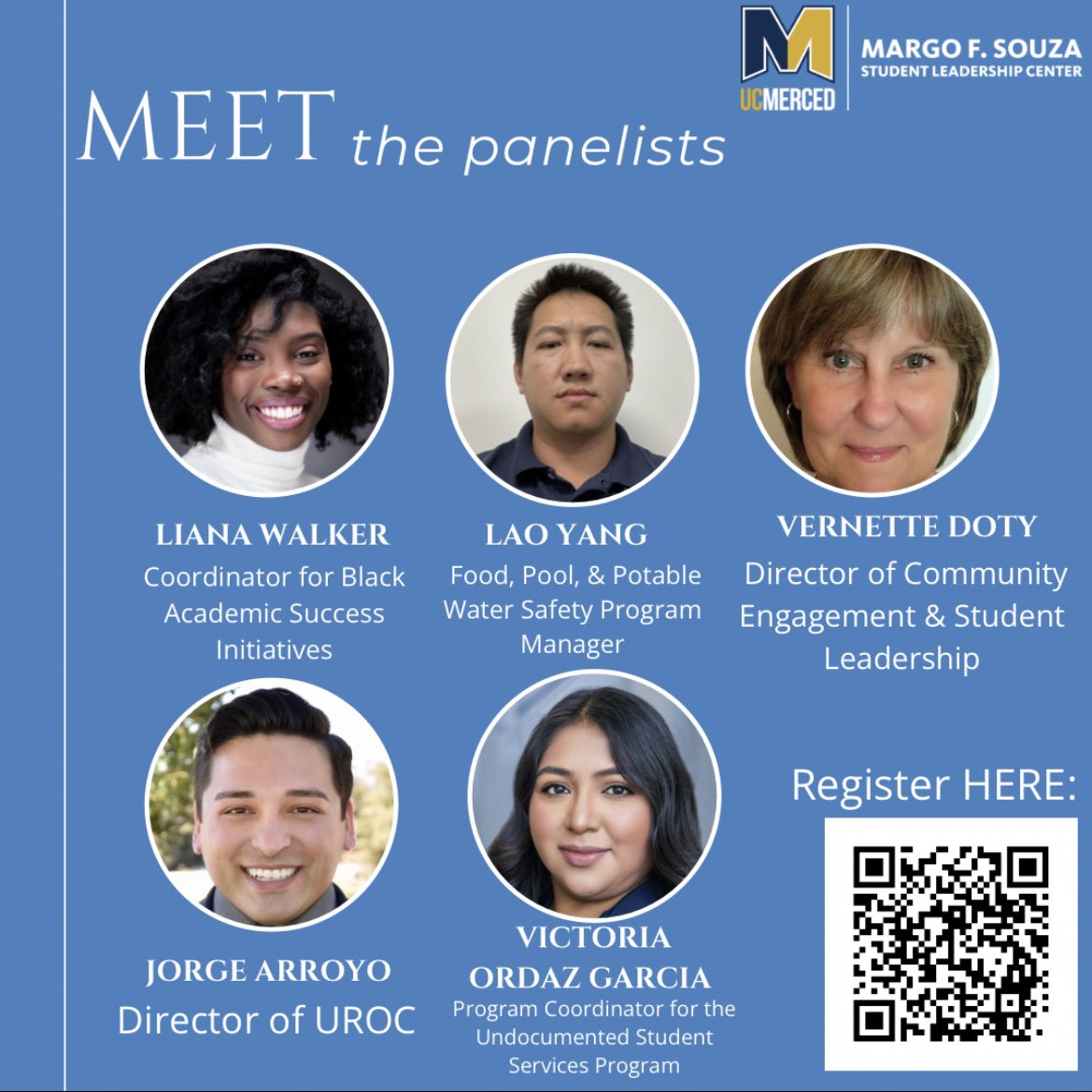Hello Bobcats ✨ TODAY we will be having our First Generation Experience Panel!! Be sure to register by scanning the QR code down below OR by using this link: ucmerced.az1.qualtrics.com/jfe/form/SV_9F… 
And remember the first FIFTEEN people who attend will receive some new leadership swag!!