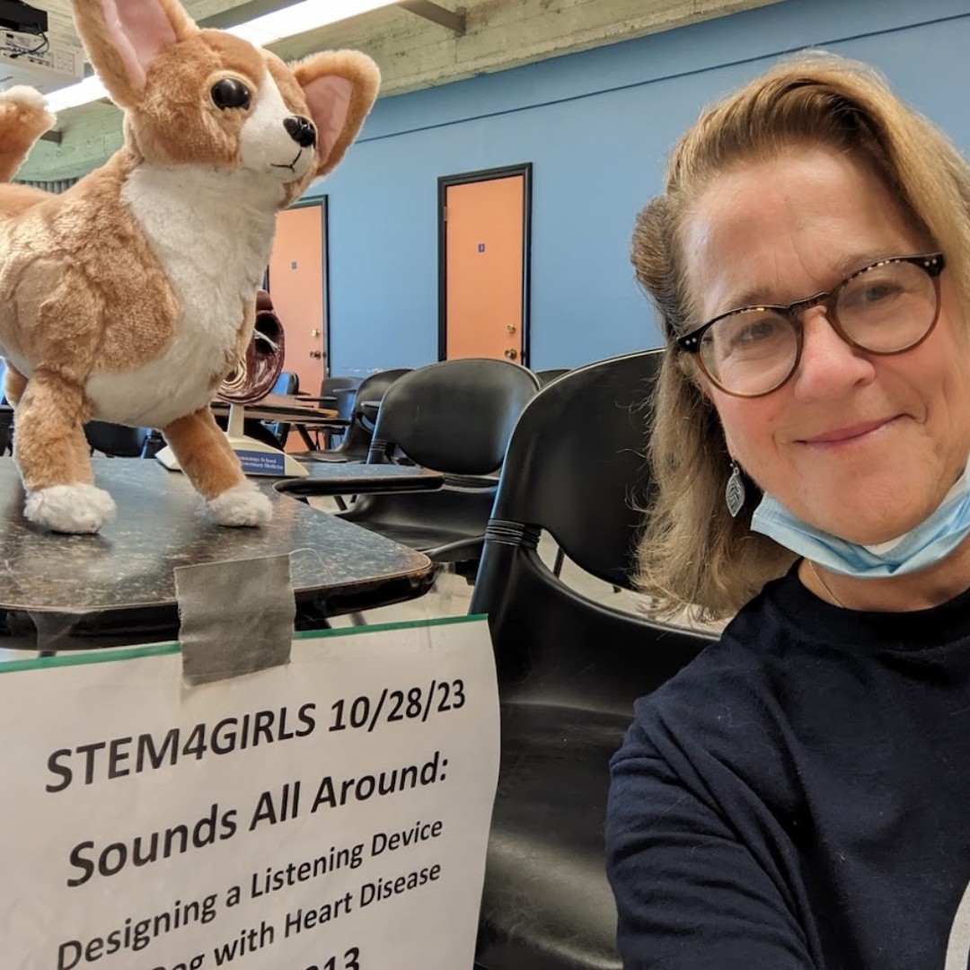 In October, Dr. Cynthia Leveille-Webster and Bruiser, a stuffed model Chihuahua, participated in the 11th annual STEM4 Girls at @UMASSD. Two hundred girls in grades three through eight explored STEM careers.   [📸: Cynthia Leveille-Webster]