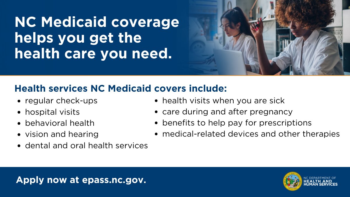 Visit epass.nc.gov to keep your contact information up-to-date, check health care coverage, or apply. You can also contact your local DSS office (ncdhhs.gov/localDSS) if you are unable to apply online. #MedicaidExpansion #ncmedicaid