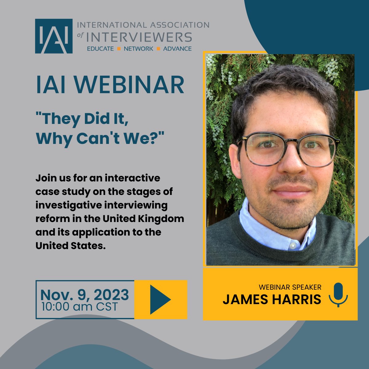 #IAI is hosting a free webinar on Thurs, Nov 9th at 10am CST. Register at certifiedinterviewer.com