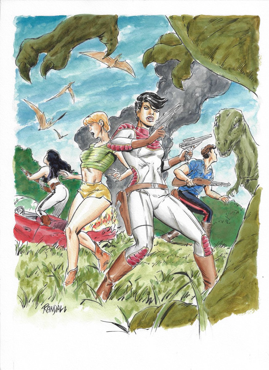 Mercy St Clair and Molly Sundowner from #Trekker by #RonRandall meet Jack Tenrec and Hannah Dundee from #XenozoicTales by #MarkSchultz in an awesome crossover! Counting the days to the next Kickstarter from @Ron_Randall! #MoreTrekkerMoreOften #TrekkerTuesday 🚀🦖