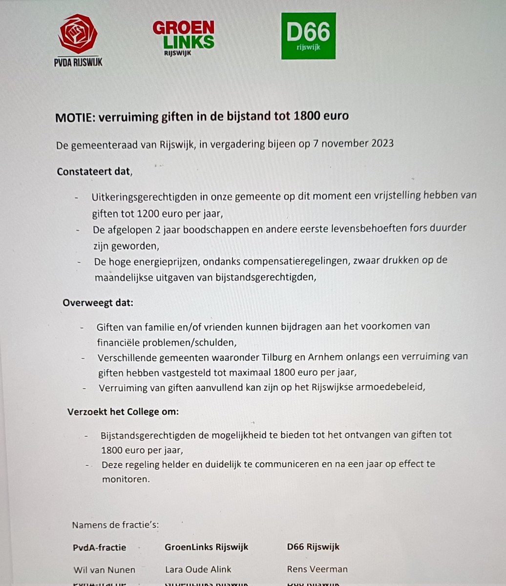 PvdaRijswijk's tweet image. #Financieel rondkomen 💸 | In Rijswijk worden je kansen deels bepaald in welke gezin je wieg staat. Daarom is de PvdA voor verruiming van giften voor bijstandsgerechtigden, van 1200 nu naar 1800 Euro!
#motie #aangenomen 🌹💪 #integraalarmoedebestrijding #begrotingsraad #rijswijk