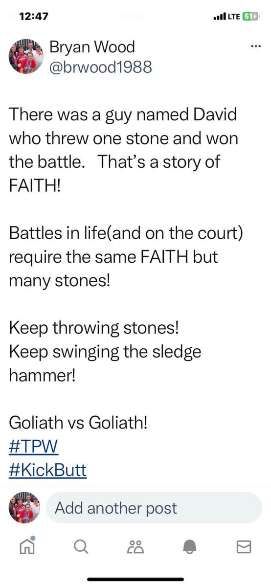 @brwood1988  brings it again‼️ He is leading our football program to do GREAT THINGS‼️ He is always willing to share stories and speak truth to our girls‼️ Thanks, Coach for all you do for ALL of our kids‼️ #goliathvsgoliath #TPW #perservere #wedecide