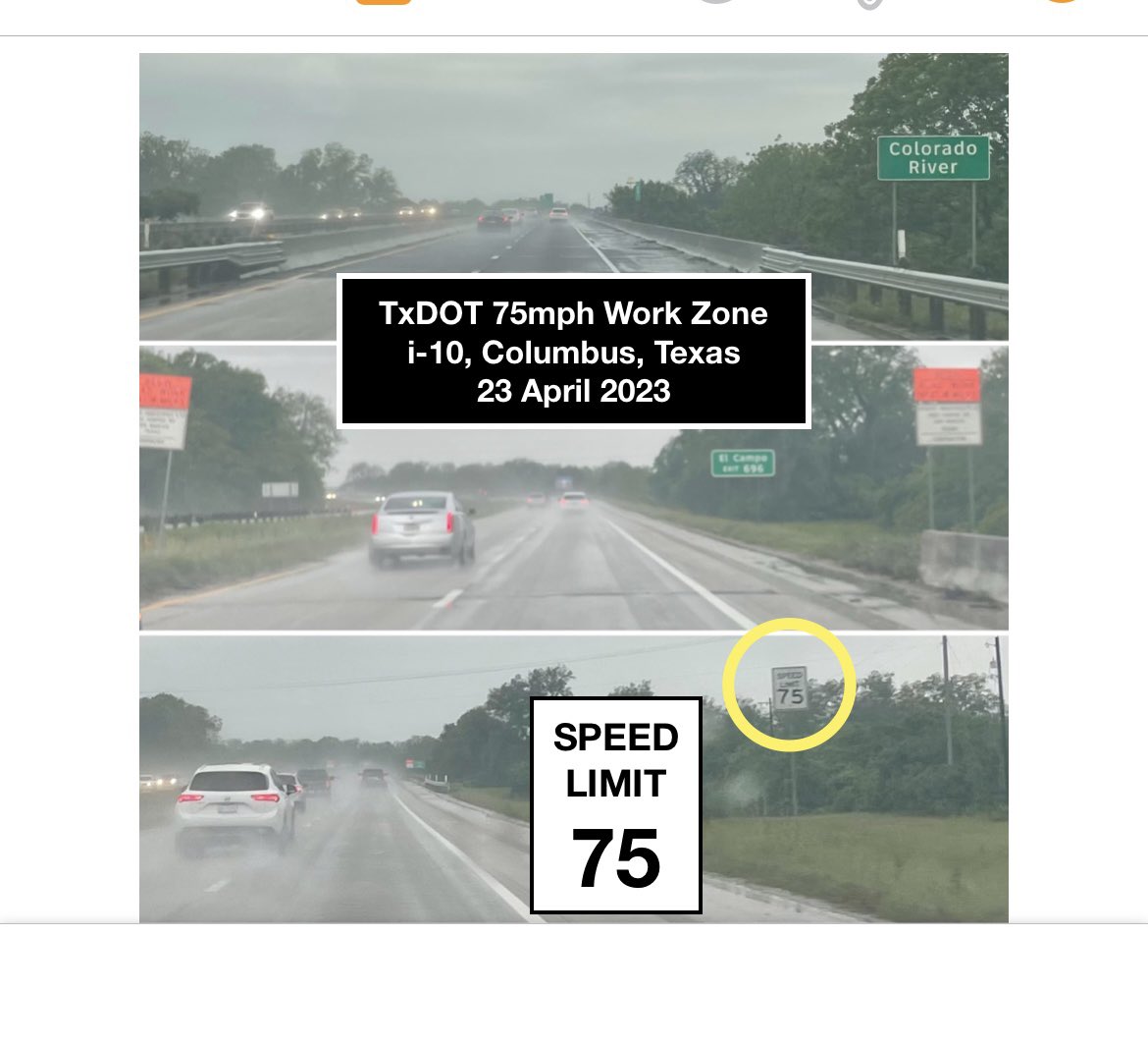 zero_texas's tweet photo. @TxDOTCommission At MAR2023 @TxDOTCommission mtg, I spoke against #TxDOT’s 70/75mph #SpeedLimits in #WorkZones.
Comm. New was adamant the deadly practice was a thing of the past.
In APR2023 I photo-documented 3 such deadly work zones;
US59 Pierce TX,
i10 Columbus,
US77 Driscoll.
Now i10 Boerne TX https://t.co/gNRDqf5KjK