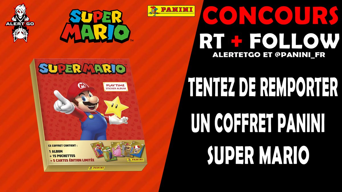 AlertEtGo's tweet image. #Concours ! Un coffret Album Panini X Super Mario à gagner !
Pour participer : RT ce tweet + follow @AlertEtGo et @Panini_fr !  
Retrouvez ce coffret ici ► alertetgo.com/coffret-album-…
Contient :
- 1 Album
- 15 pochettes
- 5 cartes en édition limitée
Fin le 16 novembre !