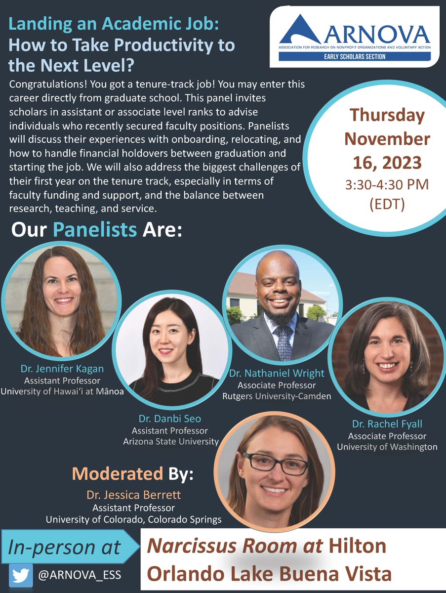 #ARNOVA23 is one week away! Come and join us at our ESS colloquy at the conference. Our panelists will share their insights on becoming new faculty members and making the transition from graduation to beginning their careers.