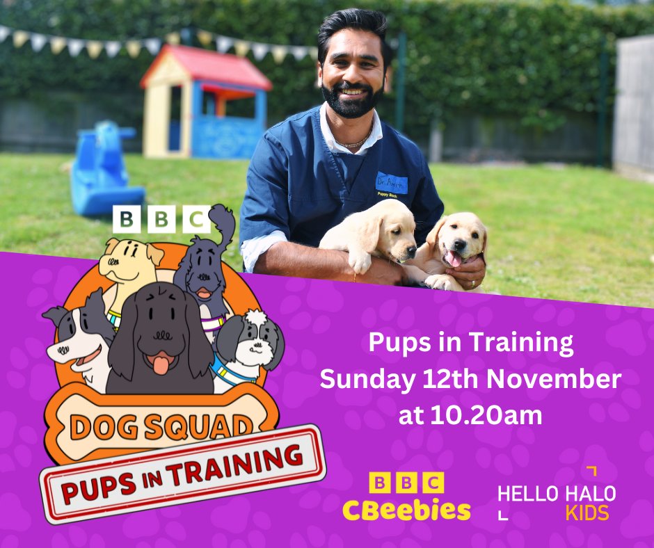 Pup-pup-POW! 🐶

Dog Squad are back and it’s Puppy Cadet Training Day, when pups all over Woofton see if they’ve got what it takes to become a real-life assistance dog. 

📺Our 'Pups in Training' special is on <a href="/CBeebiesHQ/">CBeebies Parenting</a>  and BBC iPlayer on Sunday 12th November at 10.20am
