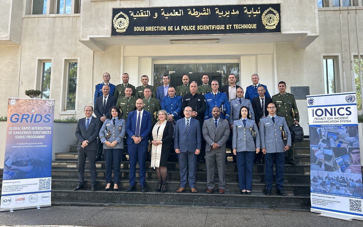 Nations Unies en Algérie (@unalgeria) on Twitter photo Un atelier de formation <a href="/GRIDS/">David Legge</a> de 3⃣jours a débuté hier pour les officiers algériens🇩🇿, mettant l'accent sur les opioïdes synthétiques non médicaux et les nouvelles substances psychoactives non réglementées au niveau international. bit.ly/3qf6gMk <a href="/incb_ion/">Project ION</a>
<a href="/UNODC_ROMENA/">UNODC ROMENA</a> Un atelier de formation <a href="/GRIDS/">David Legge</a> de 3⃣jours a débuté hier pour les officiers algériens🇩🇿, mettant l'accent sur les opioïdes synthétiques non médicaux et les nouvelles substances psychoactives non réglementées au niveau international. bit.ly/3qf6gMk <a href="/incb_ion/">Project ION</a>
<a href="/UNODC_ROMENA/">UNODC ROMENA</a>