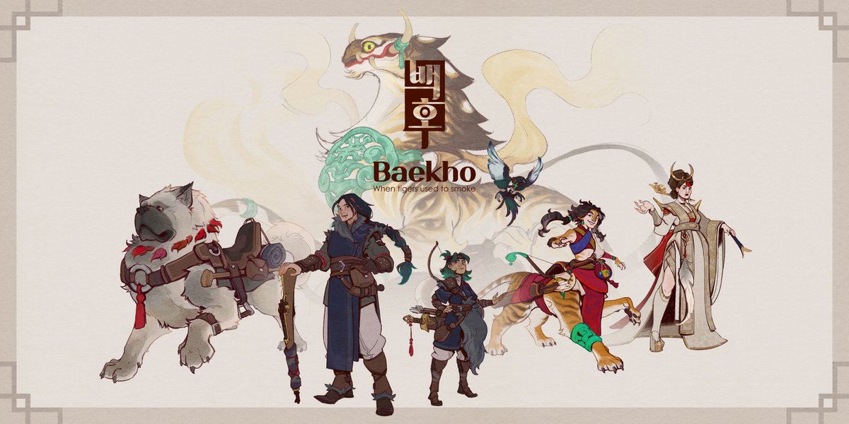 Hi everyone!✨🐯 Here's the character lineup of my graduation project called 'Baekho', inspired by Korean culture and history. I'll be sharing the details in this thread!