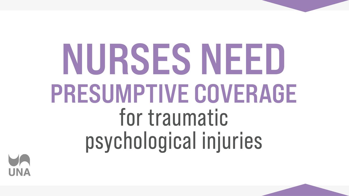 Media release: United Nurses of Alberta supports a petition calling for nurses to be included in presumptive coverage for traumatic psychological injuries.

Read more: una.ca/1469/nurses-ne… 

#abhealth #ableg #neednursesab
