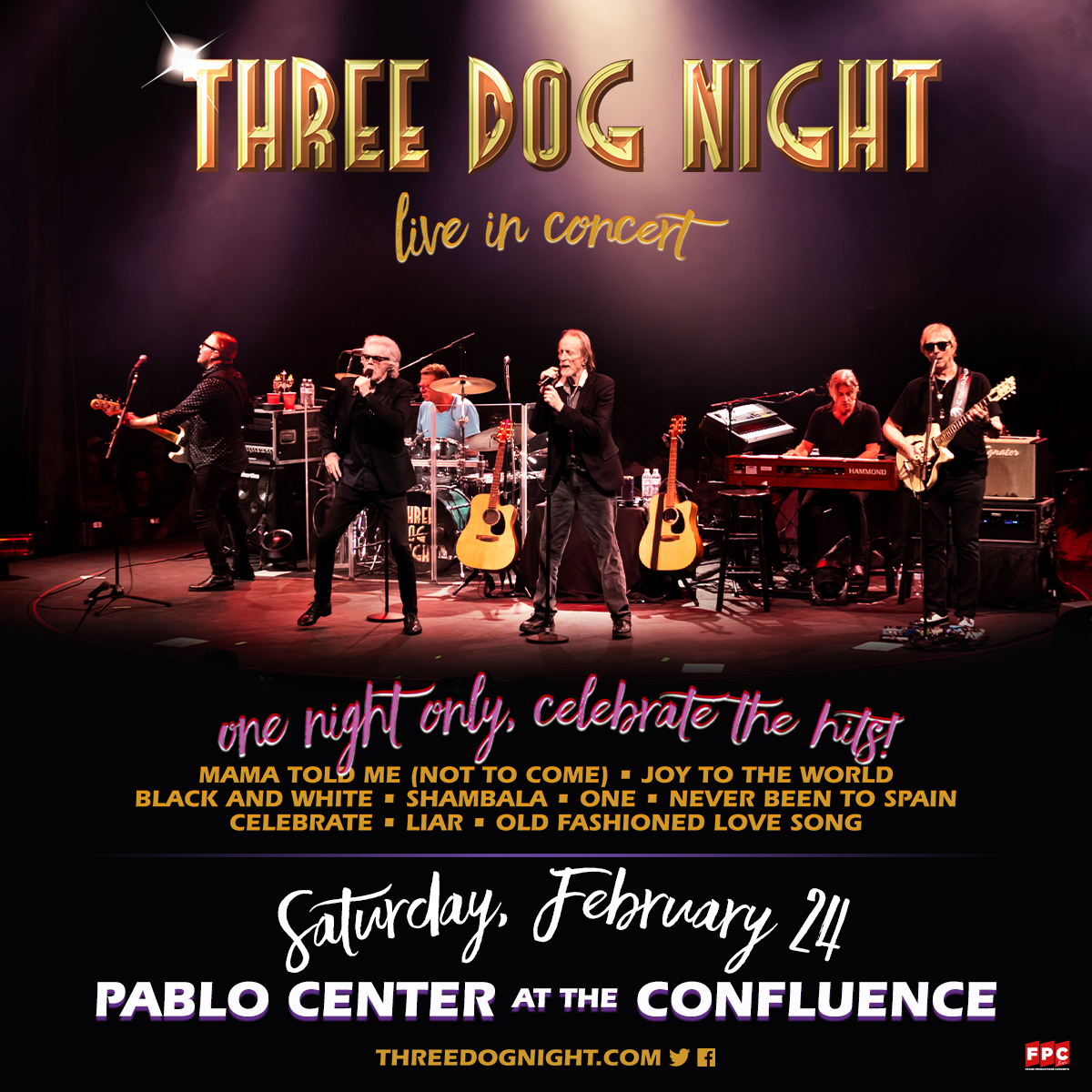 FPCLiveMusic's tweet image. Wisconsin! Legendary American rock band, Three Dog Night, is coming to Madison and Eau Claire this February! Get tickets Friday at 10am.

#madisonwi #eauclairewi #threedognight