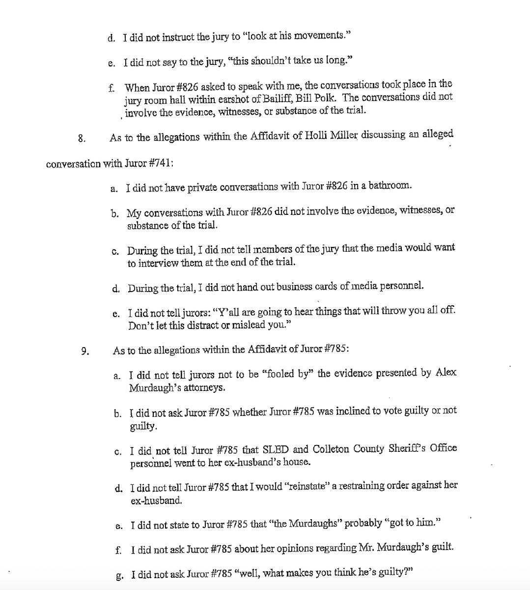 MandyMatney's tweet photo. Here is Becky Hill's  affidavit, where she firmly denies the allegations launched by Alex Murdaugh and his team of defense attorneys. 

Specifically, she said she didn't tell the jurors to "not be fooled" by Alex Murdaugh. https://t.co/WcCgxxq6FQ