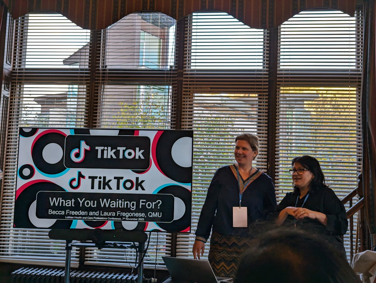 Hearing the fabulous <a href="/LauraFregonese1/">@LauraFregonese</a> and Becca Freeden about use of TikTok to promote healthy bone public health messages. #LothianResearch2023