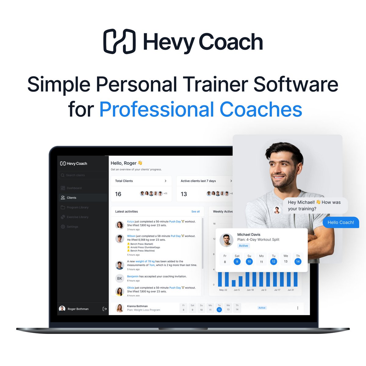 Today we launch Hevy Coach, a tool for personal trainers and coaches to train their clients, track their progress, and take their business to the next level.
hevycoach.com