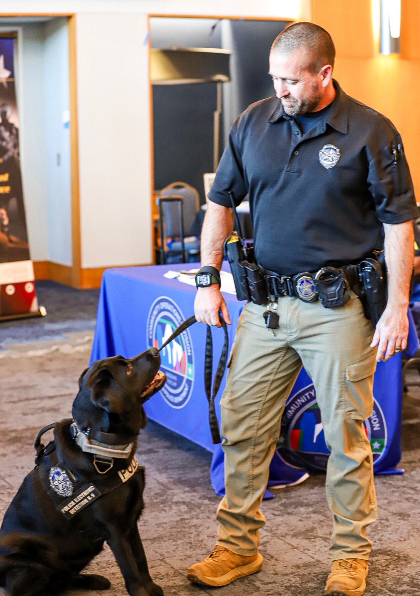 Meet K-9 Officer Remi and her handler Detective Fontenot. Did you know Remi is one of only four Electronic Detection Dogs in Texas? She can help detectives solve crimes by finding hidden electronic devices. She also serves as a service animal for our community and officers. 🐶💕