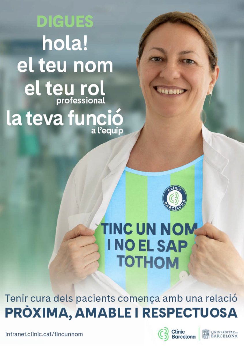 🔥Gran iniciativa de l’@hospitalclinic per millorar la comunicació pacient-professional 👉🏻 presentar-se adequadament és fonamental en qualsevol interacció a l’hospital #NUCLI2025 @gasclinicbcn