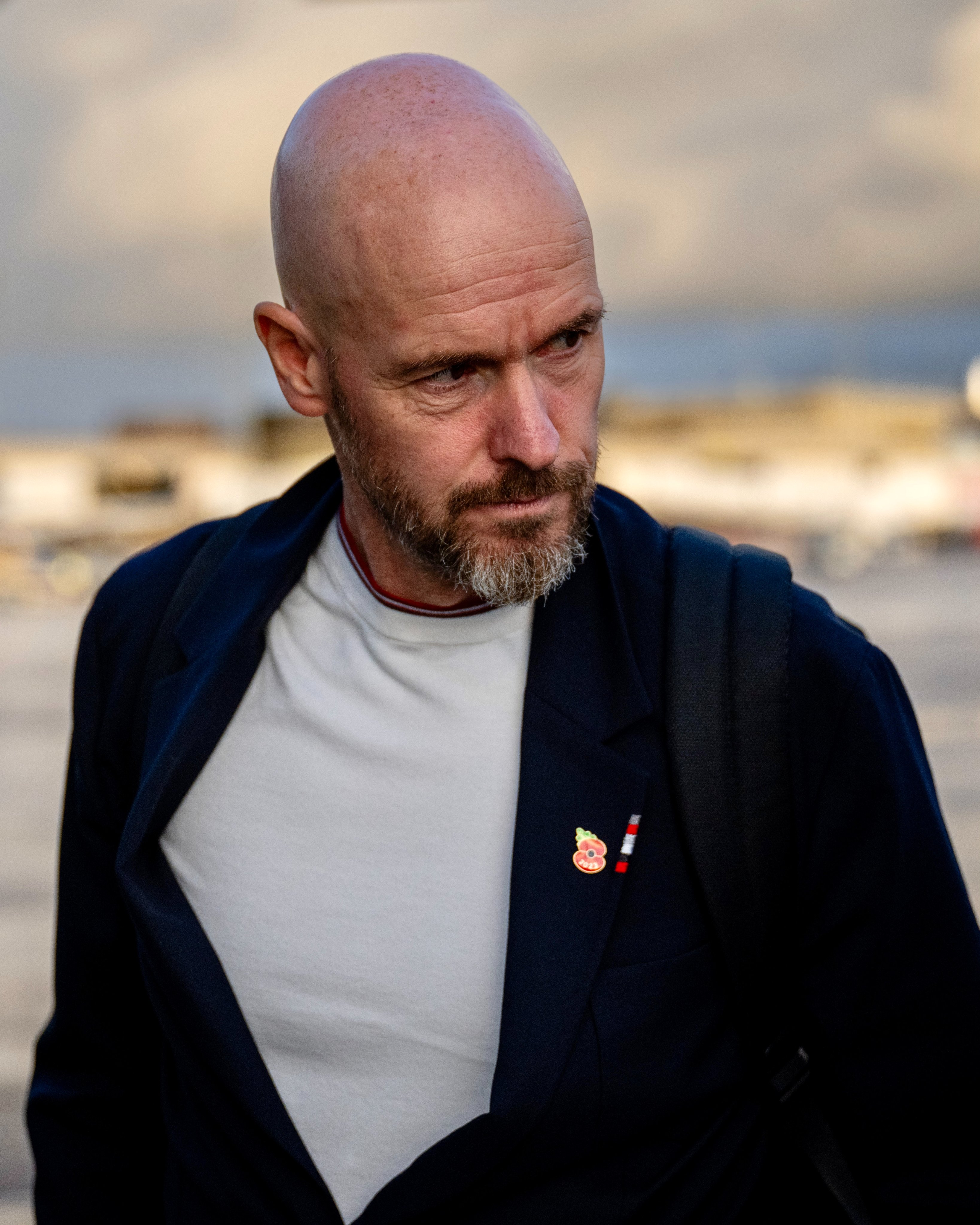 Erik ten Hag boards our flight to Copenhagen.