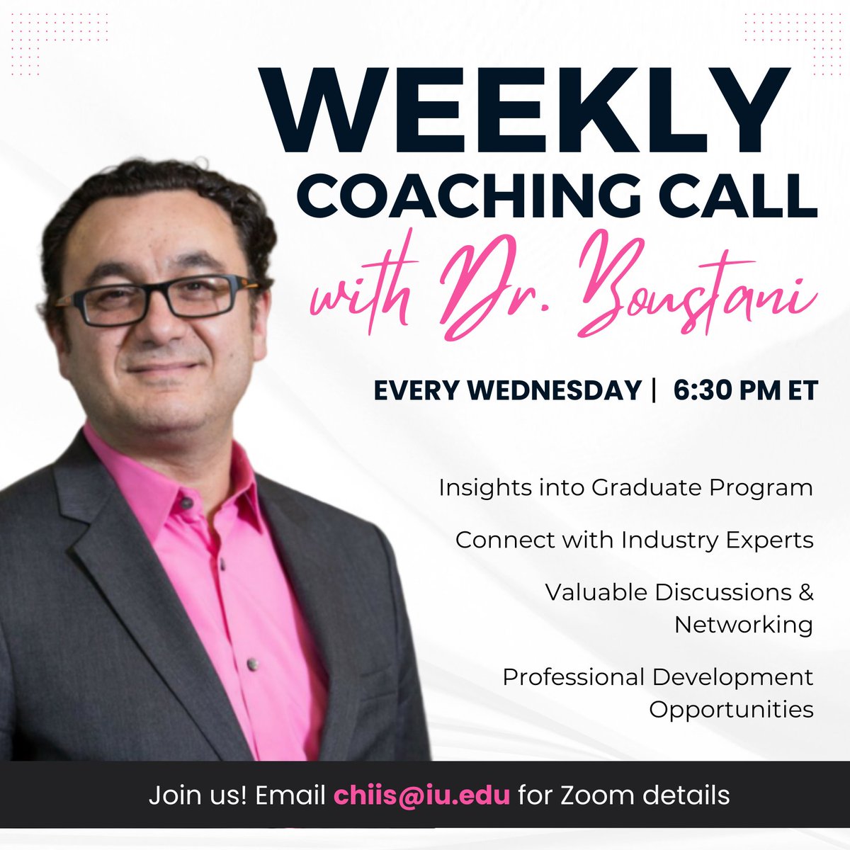 🌟 Join us every Wednesday at 6:30 PM ET for an exclusive opportunity to be part of our #agile coaching call with Dr. Boustani and the current cohort of our #Innovation and Implementation Science graduate program!📧Email chiis@iu.edu for Zoom details.