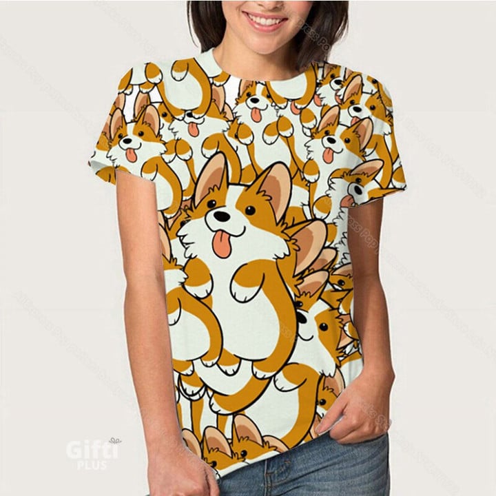3D Kawaii Corgi Dog T-Shirt For Women. #Corgi #CorgiCrew #Corgilover Order Here:👇 giftiplus.com/collections/co…