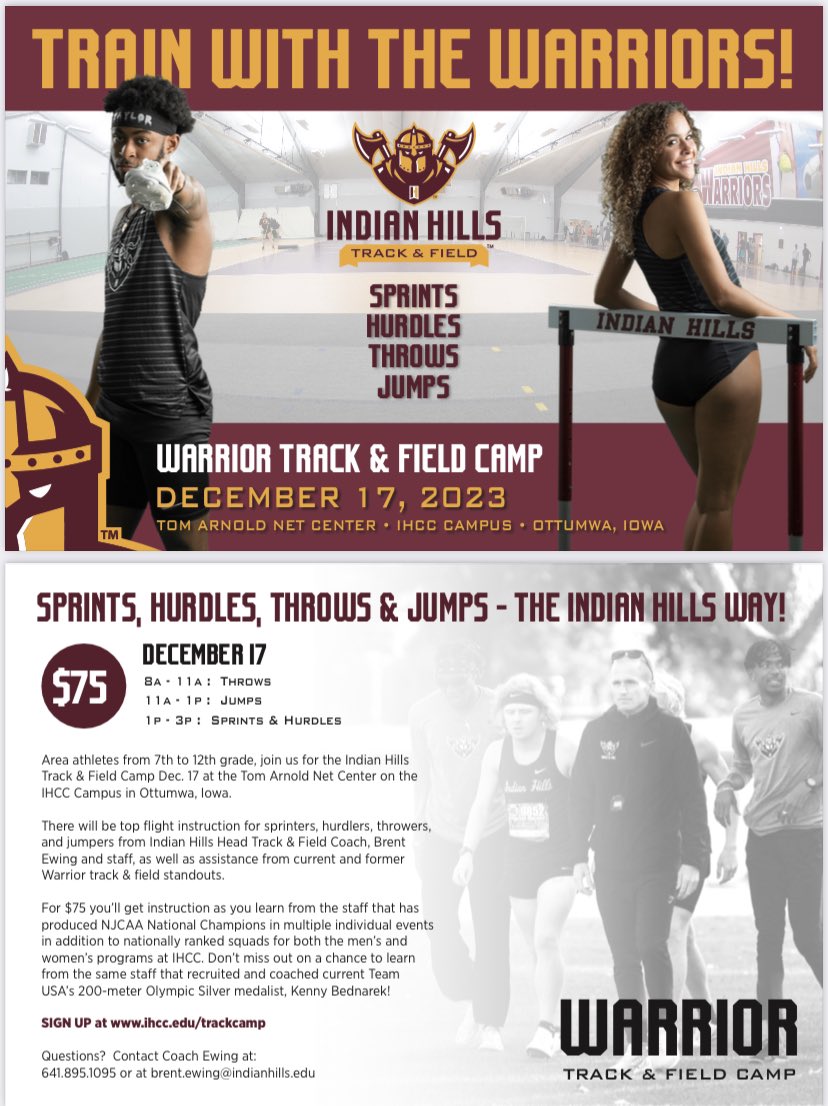 IHCCrunning's tweet photo. TRACK CAMP ALERT!

Sunday Dec 17

8-11: Throws
11-1: Jumps
1-3: Sprints &amp; Hurdles

For more information &amp; to register, click HERE: https://t.co/gyufk5431A https://t.co/w79jvAm70k