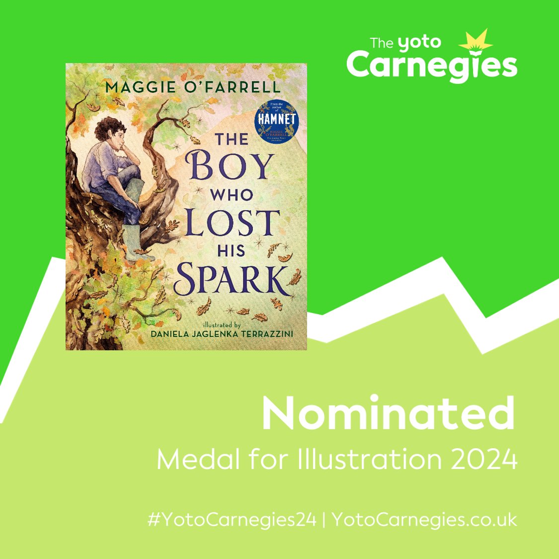 <a href="/WalkerBooksUK/">Walker Books</a> <a href="/CarnegieMedals/">The Carnegies</a> @storybreathing <a href="/Candlewick/">Candlewick Press</a> <a href="/WernickPratt/">Wernick & Pratt</a> <a href="/chloesavageart/">Chloe Savage</a> <a href="/abi_spagency/">SP Agency</a> @chrishaughton <a href="/debbiebibo/">Debbie Bibo Agency</a> THE BOY WHO LOST HIS SPARK by Maggie O'Farrell and <a href="/DJTerrazzini/">Daniela Terrazzini</a> is nominated for the #YotoCarnegies24. Congratulations to Daniela for your amazing artwork in Maggie's second children's book 🍂