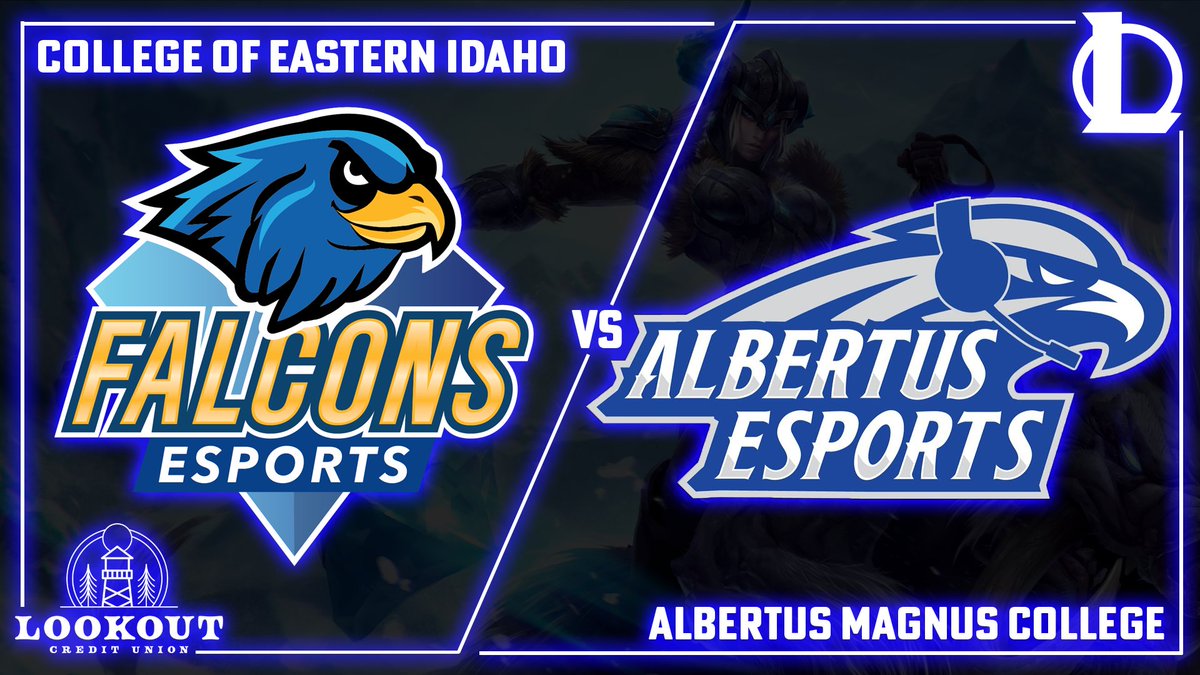 CEI_Falcons's tweet photo. TONIGHT! Our CEI League of Legends Varsity Team begins their Divisional Playoff run! We face off against Albertus Magnus College at 5:00 PM MST! We will be live with all of the action! Let's go Falcons!
https://t.co/EvbiIVlPyn https://t.co/aIOhqWOLDq