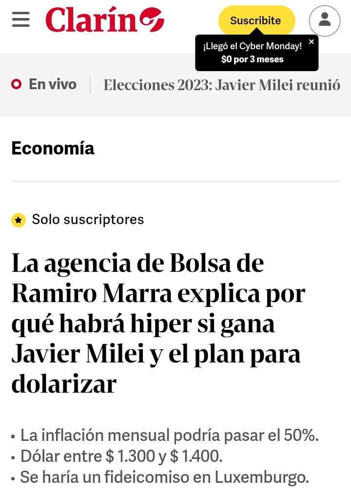 fvallejoss's tweet photo. Milei propone dolarizar (sin dólares). Las consultoras de su propia fuerza política estimaron que la MEGADEVALUACIÓN que implica la propuesta (pasar de un dólar oficial de $360 a uno de $1.400, +289%) se traducirá en una HÍPER INFLACIÓN del 50% mensual. #FrenemosLaLocura https://t.co/rFZMSfa7gr