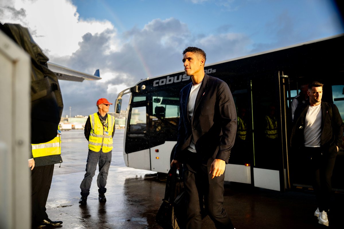 Raphael Varane boards our flight to Copenhagen.