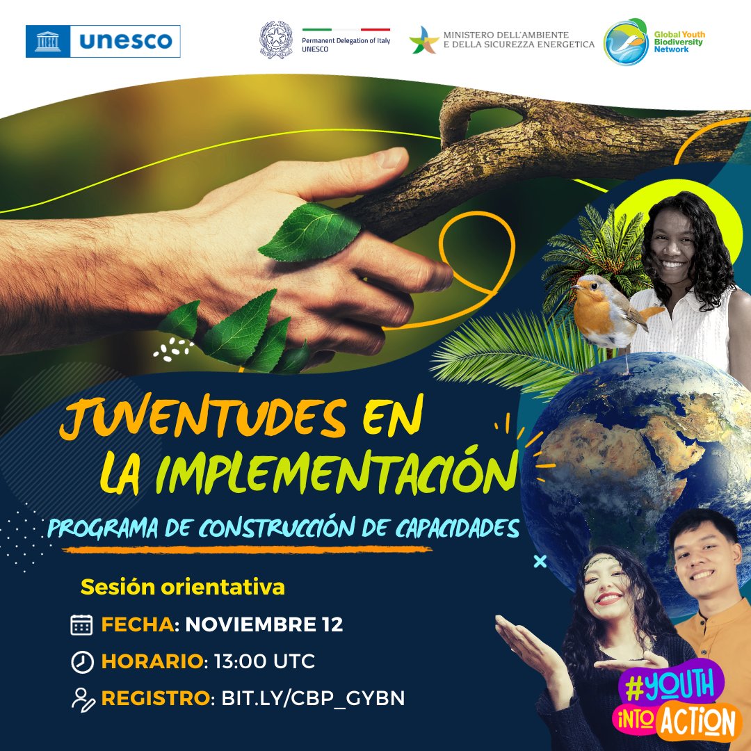 GYBN_CBD's tweet photo. 🌿¿Sientes pasión por preservar la #biodiversidad de  y el papel vital de las #juventudes en la consecución del Marco Global de Biodiversidad Kunming-Montreal?

🗣️Interpretación en español. 
👉🏾 Registro de la sesión orientativa: https://t.co/dV4d5OacLT

#JuventudesEnAcción https://t.co/M4UFFXEEK9